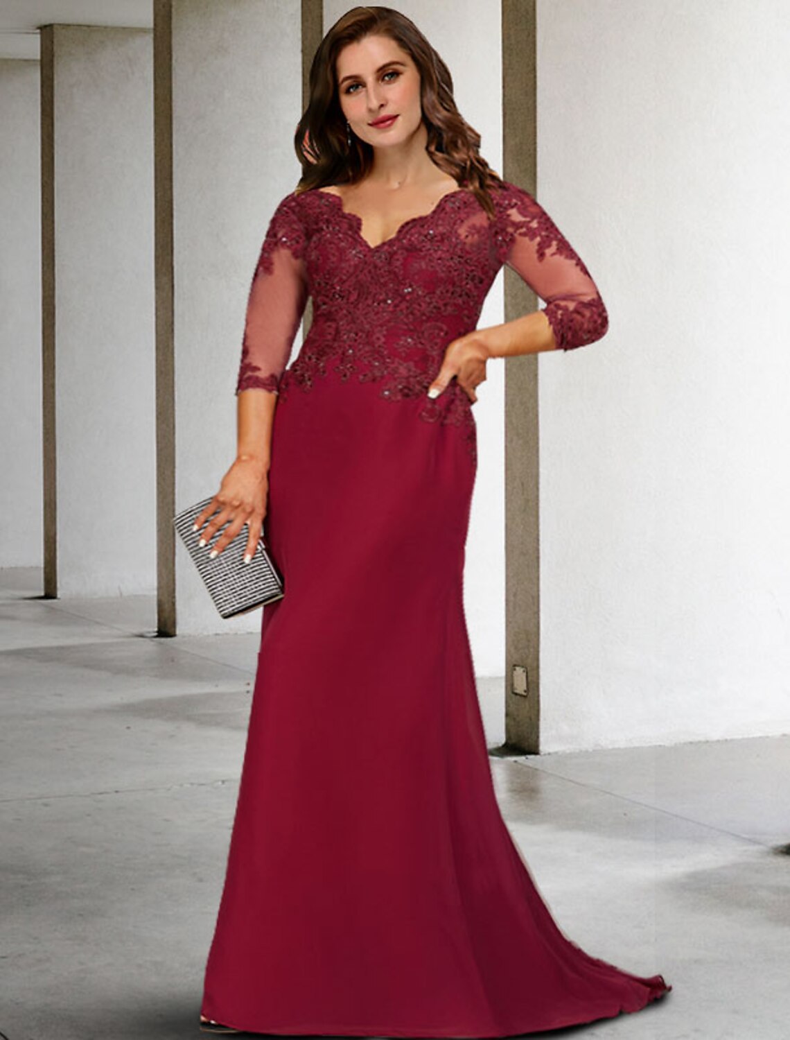 A-Line Mother of the Bride Dresses Plus Size Hide Belly Curve Elegant Dress Formal